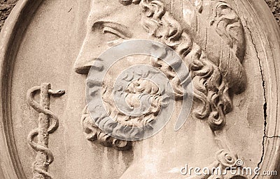 Greek God Asclepius Stock Photo